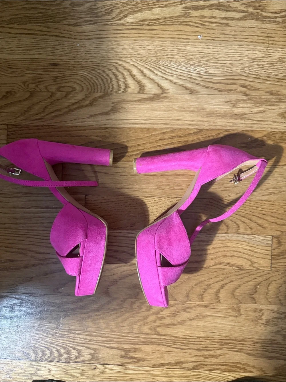 Jessica Simpson Hot Pink Suede Cross-Strap Heels